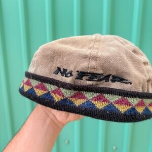 Vintage NO FEAR Brimeless Hat Made in USA RARE Aztec pattern adjustable 1990's